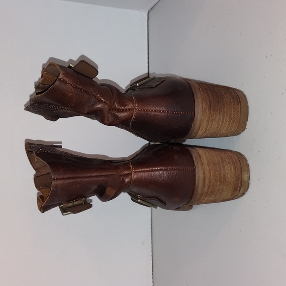 Kork by krork-ease Brown leather boots  motorcycle style - Picture 4 of 14